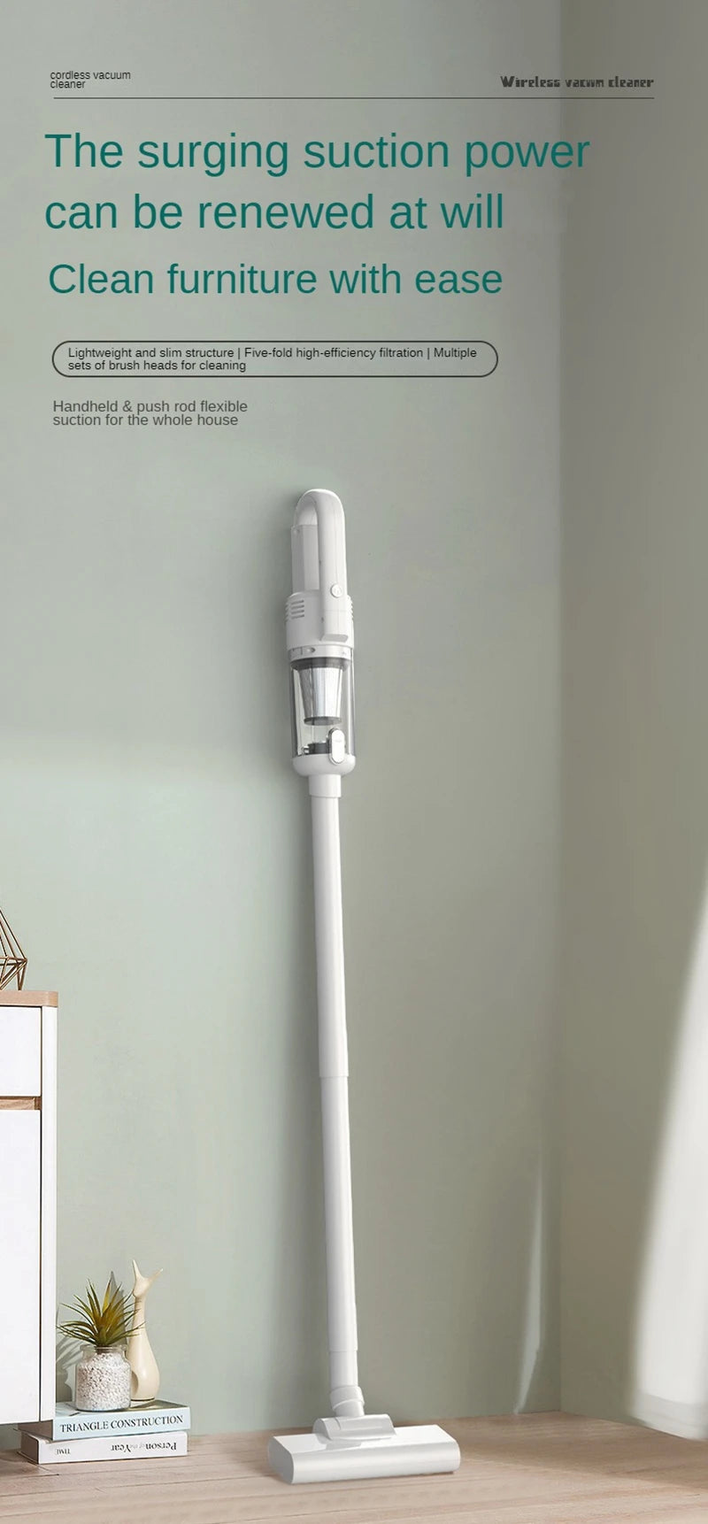 Multifunction Home-appliance 6500Pa Cleaning Machine Powerful Wireless Car Vacuum Cleaner Metal Strainer Portable Handheld