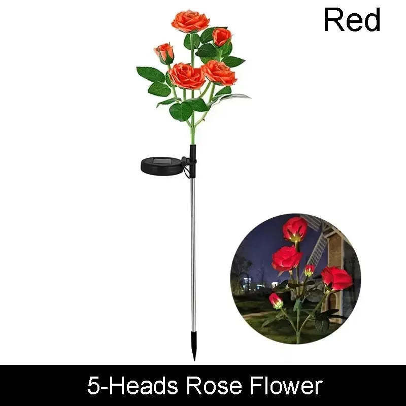 Solar Garden Lights LED Solar Flowers Rose Lawn Lamp  Outdoor Waterproof Outside Light for Patio Yard Garden Wedding Xmas Decor