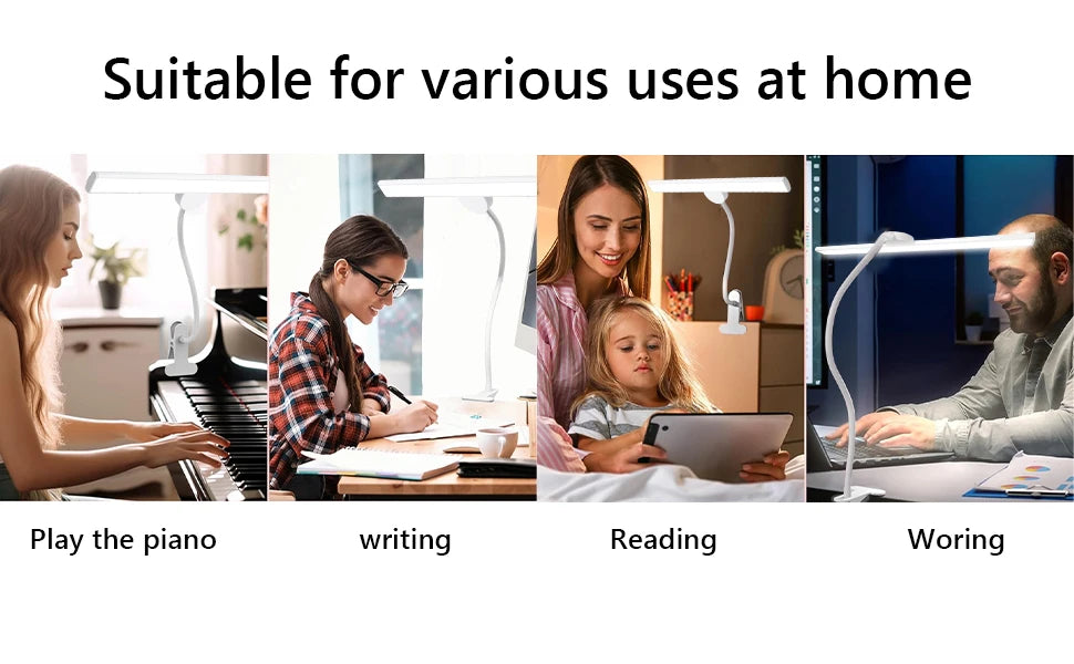 Desk Lamp LED Dimmable 10W 40CM Desk Lamp Clampable Eye Protection  Clamp Light 3 Colour Temperature10 Brightness