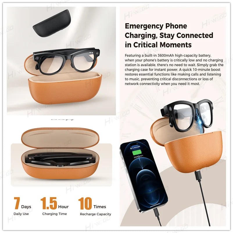 2025 New Intelligent AI Glasses 800W Pixel Camera HD 6K Video Recording AI Translation Music Control Intelligent Wearable Device