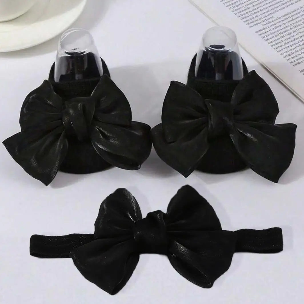 1 pairs Breathable Adorable and Bow Princess Socks & Hairbands for Baby Girls with Non-slip Design