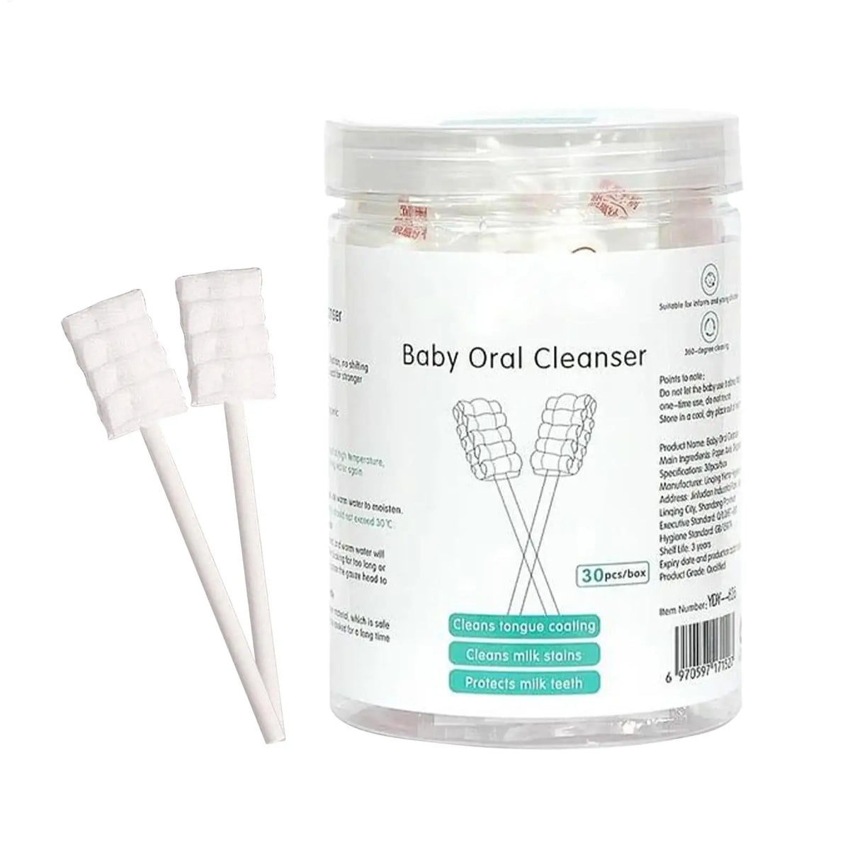 30-Count Baby Tongue Cleaner Gauze Toothbrush Infant Gum Wipes Mouth Care Stick Toddler Teething Teeth Hygiene Home Grooming
