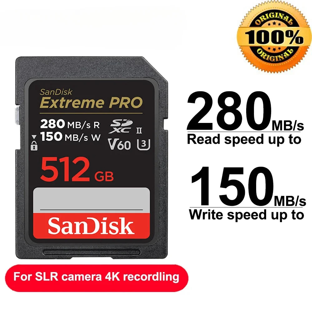 Original Extreme PRO U3 4K 6K 8K C10 V30 V60 V90 SDHC Memory Card SD UHD Video SDXC sd Card UHS-I UHS-II for SLR 3D Canon Camera