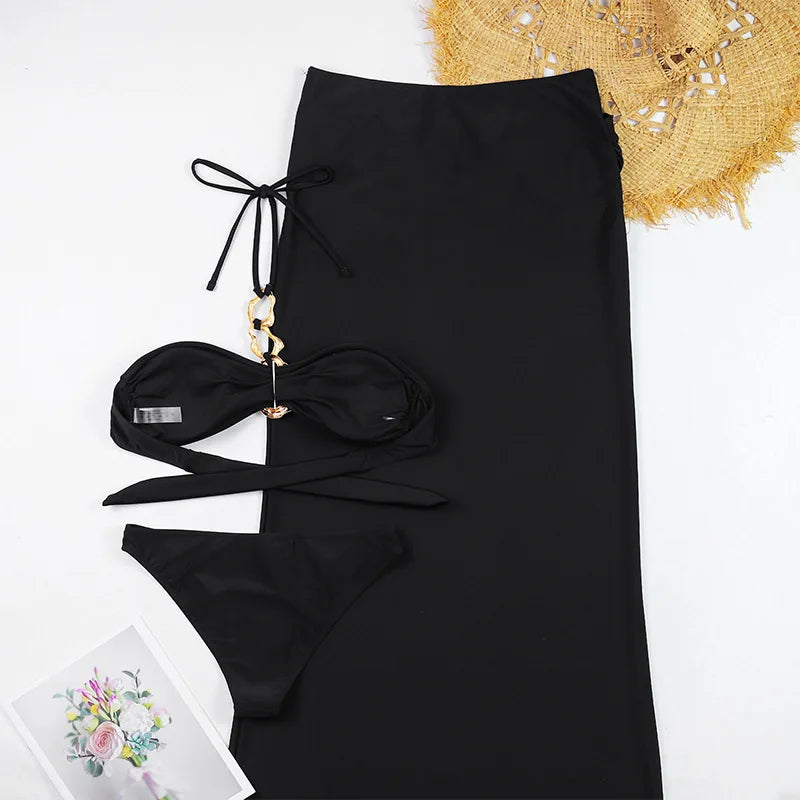 2026 High Quality 3 Pieces Set Swimsuit Sexy Printed Push Up Women Bikini Set Swimwear Slimming Bathing Suit Summer Beach Wear