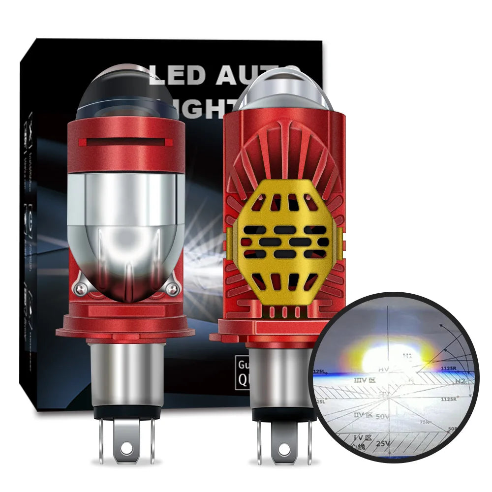 Stella Bi LED Lens Projector H4 Mini Bulb 110W Canbus 14000LM Easy Install Fan Cooling Lens Headlight For Car/Motorcycle 8-90V