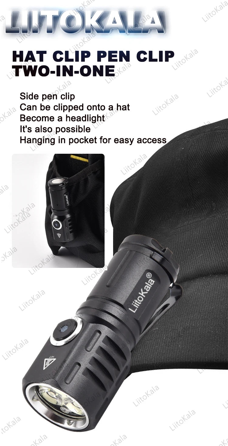 LiitoKala LF-536 LF-535 LED white laser Mini Flashlight 16340 700mAh Rechargeable Battery