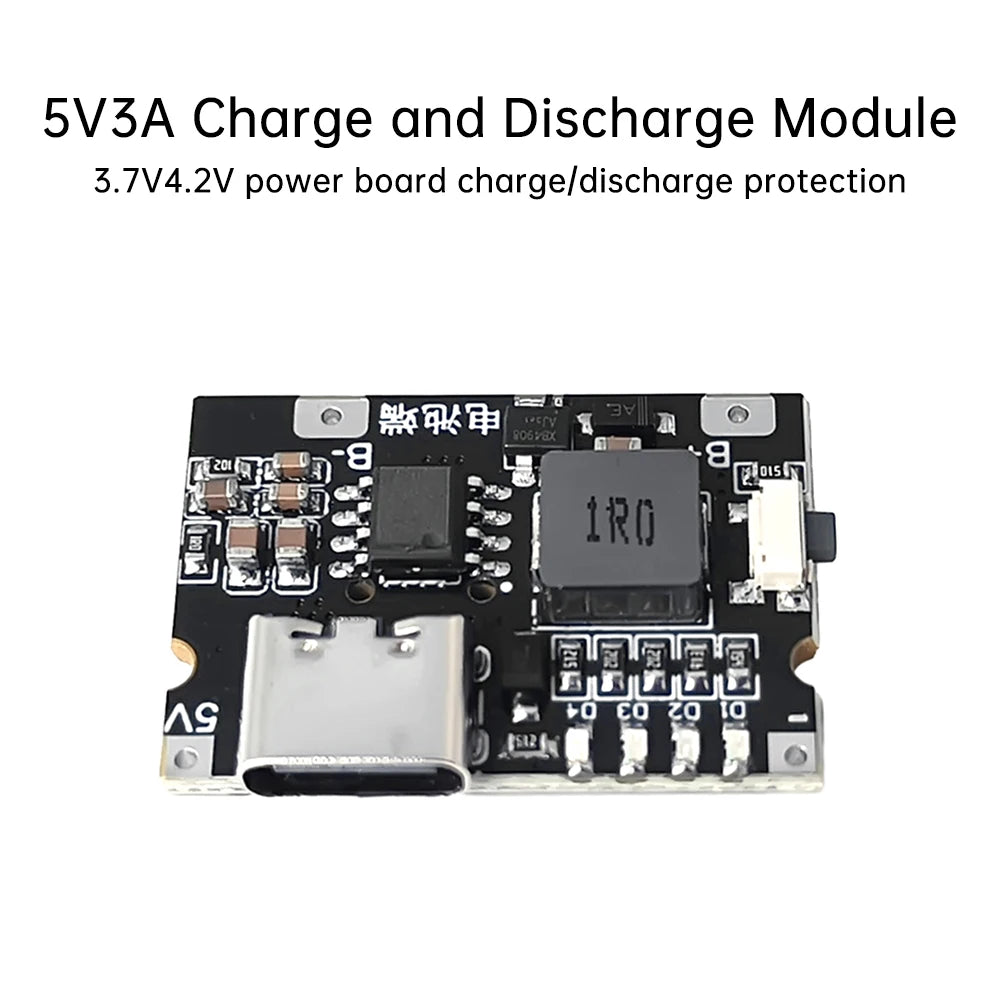 Type-C USB 5V 3A Boost Converter Step-Up Power Module Charge/Discharge Battery Protection Board With Switch LED Indicator