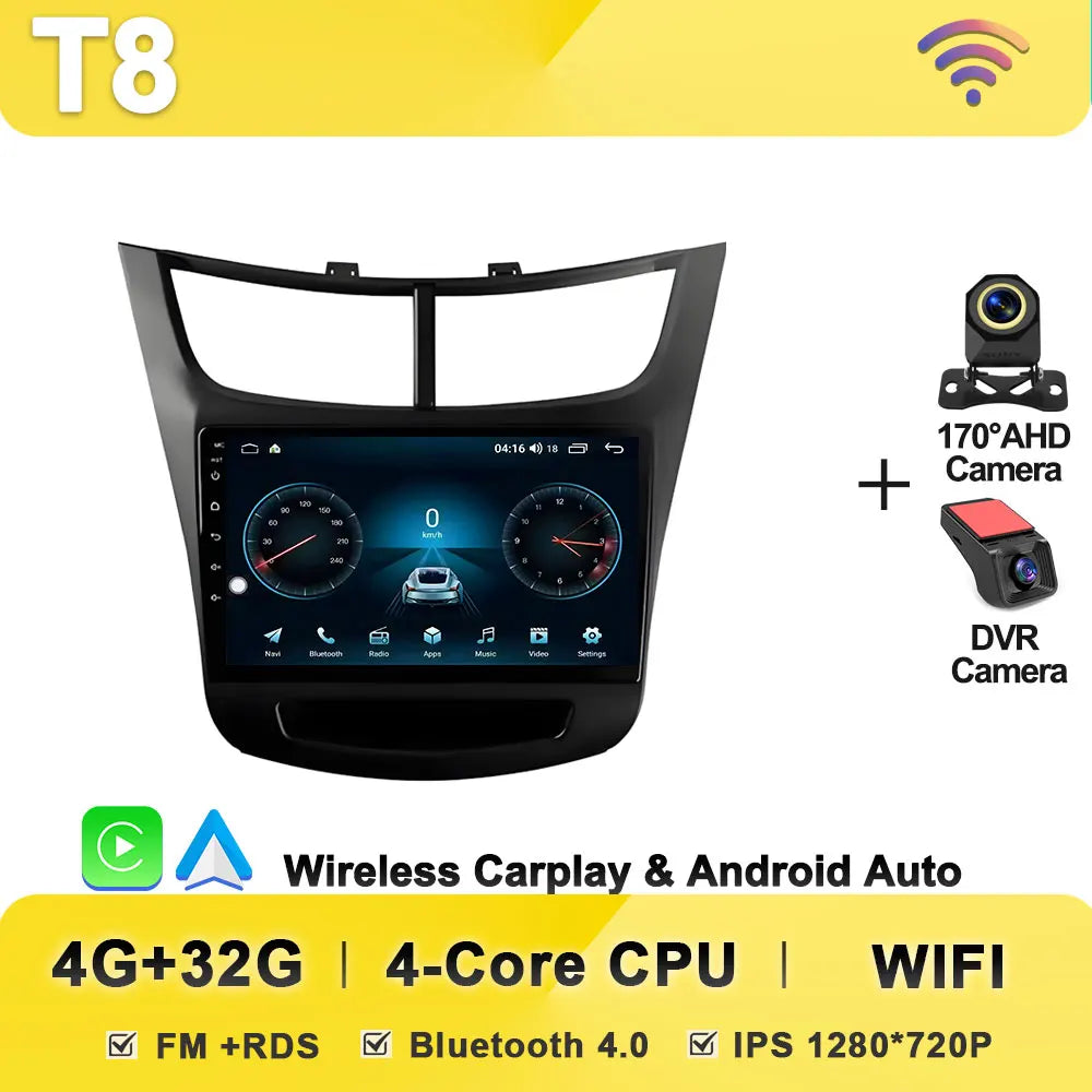 Car Radio Multimedia Player For Chevrolet Sail Aveo 2015 2016 2017 2018 2019 2020 2022 Android 15 Touch Screen GPS Carplay BT