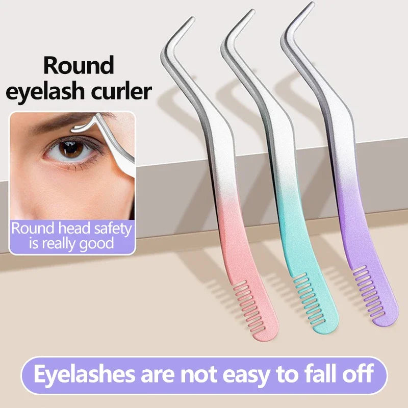 Color Eyelash Comb Tweezers Carbon Steel Professional Pincet Lashes Extension Tweezers False Eyelashes Applicator Makeup Tools