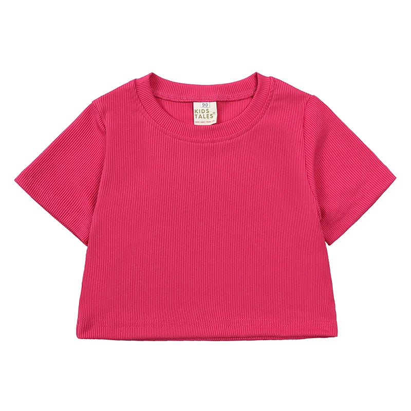 2025 Girls Summer Outfit Sets Toddler Crewneck Tshirt Shirt Top + Bell-Bottom Pants Sets Cute Children Flared Pants Baby Suit