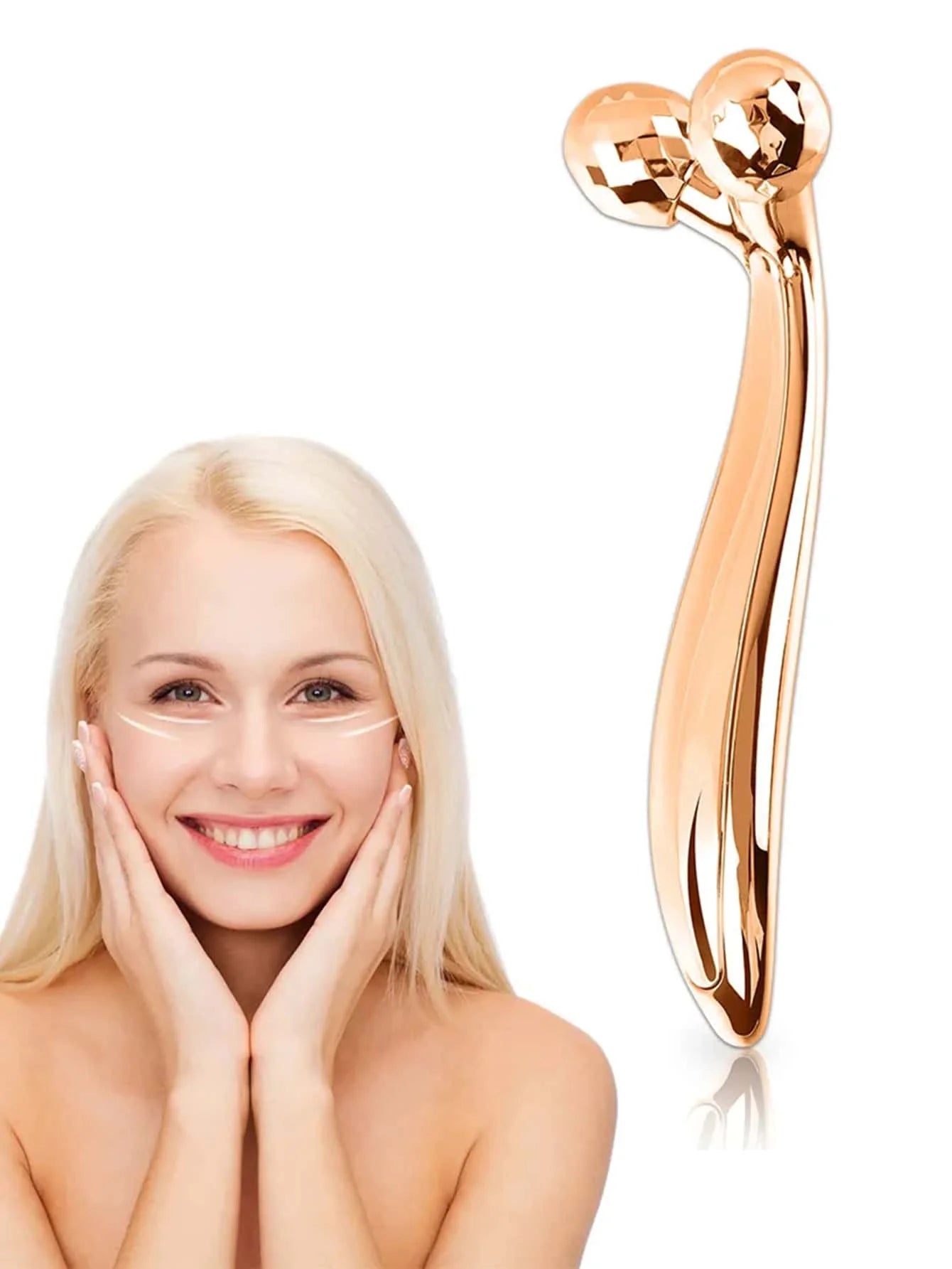 3D Roller Massager Facial Manual Rotating Massager Y-Shape Face Lifting Wrinkle Reducing Massager Body Relaxation Massage Tool