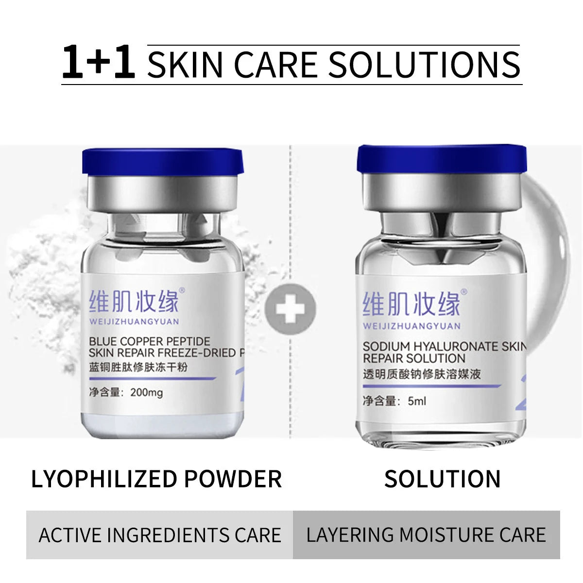 Blue Copper Peptide Freeze Drying Set Freeze-dried Powder, Improve Wrinkle Essence Shrink Pores Acne Treatment Skin Care Set