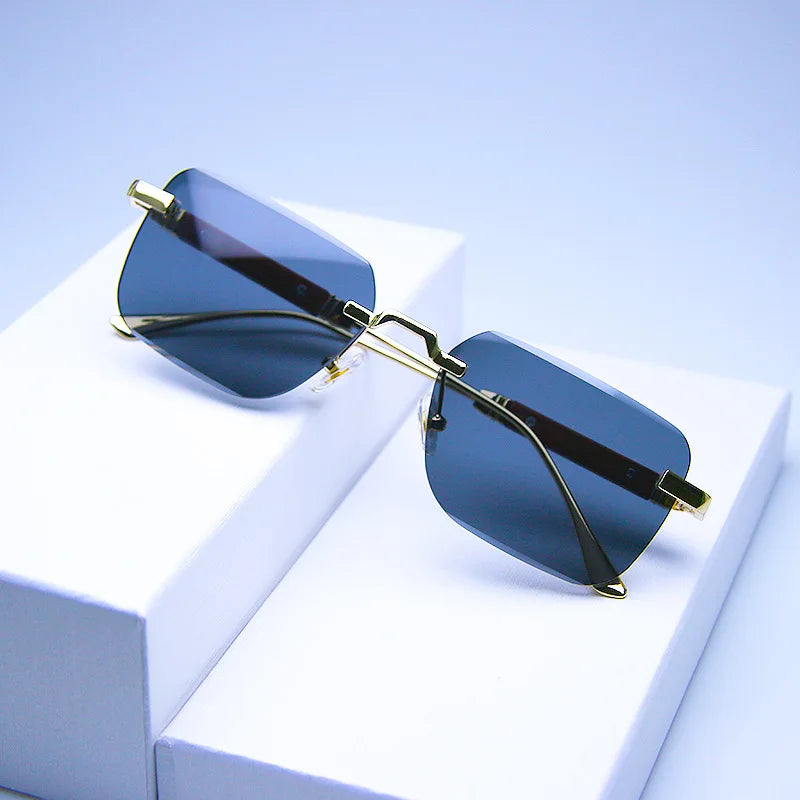 Rimless Sunglasses Rectangle Fashion Popular Women Men Shades New Square Sun Glasses For Female Male Summer Traveling Oculos