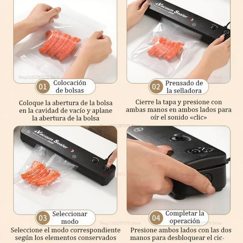 Vacuum sealer machine, with 2 modes, including vacuum seal bags, for food preservation, fruit sealing kitchen utensils