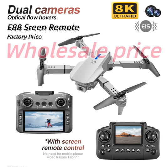 2025New E88 MAX White Drone 8K HD 4.3" Remote Control Headless Mode Helicopter 360 Flip Quadcopter Toys Mini Drone Kid Toy Gifts