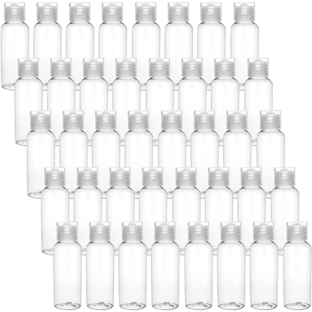 50pcs 5-100ml Plastic Empty Bottles with Flip Cap Refillable Travel Leak Proof Containers for Shampoo Liquid Body Soap Lotion