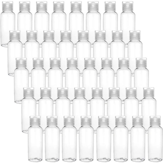 50pcs 5-100ml Plastic Empty Bottles with Flip Cap Refillable Travel Leak Proof Containers for Shampoo Liquid Body Soap Lotion