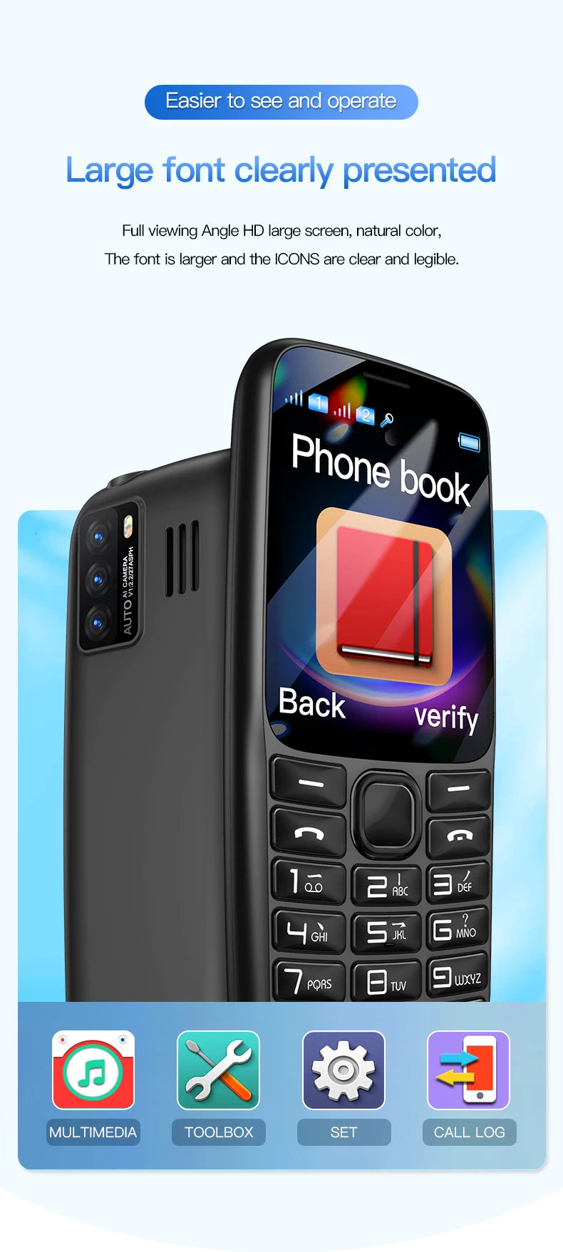 C99(H11) 4G Button Phone 2.4inches TFT Screen Dual SIM Dual Standby Voice King Alarm Clock 1500mAh Battery Torch CellPhone