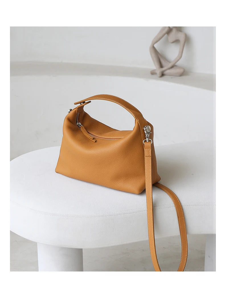 2024 New Women's Bag Female Luxury Soft Genuine Leather Handbag Lady Fashion Daily Casual Shoulder Bag Girls Crossbody Messenger