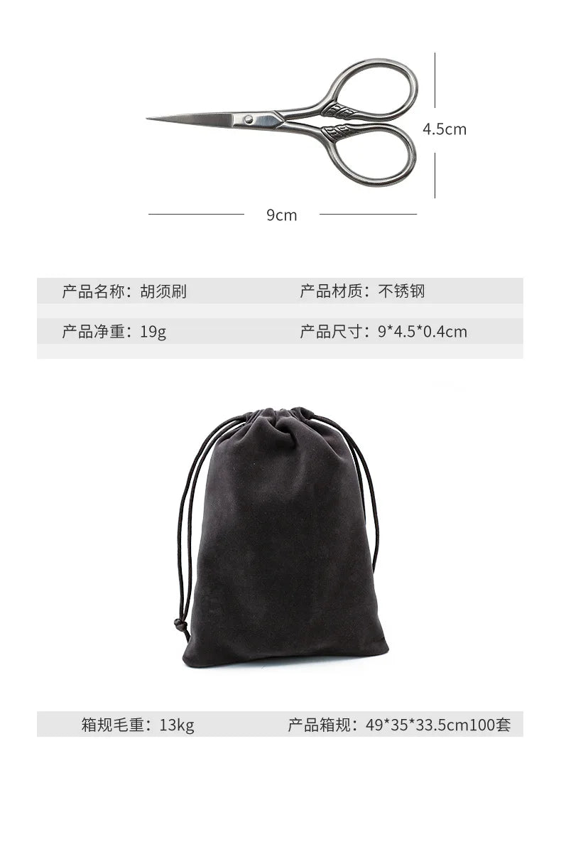 Men's Shaving Brush Set Boar Bristle Portable Barber Natural Beard Brush Comb Scissors for Facial Cleaning Styling Tool