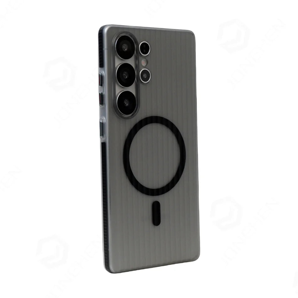 Luxury 3D Corrugated Pattern Non-slip Matte Clear Case For Samsung Galaxy S23 S24 Ultra S25 Plus Magnetic Hard Cover For Magsfe