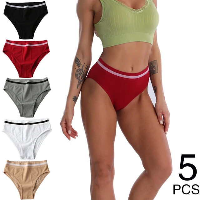 S-3XL 3-5Pcs Women Sport Briefs High Waist Panties Comfort Solid Color Underwear Sexy Underpants Intimate Lingerie Soft Briefs