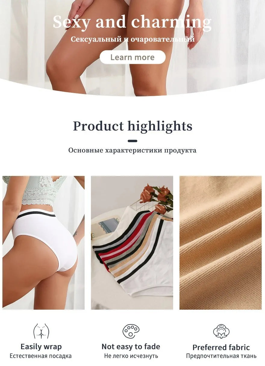 S-3XL 3-5Pcs Women Sport Briefs High Waist Panties Comfort Solid Color Underwear Sexy Underpants Intimate Lingerie Soft Briefs