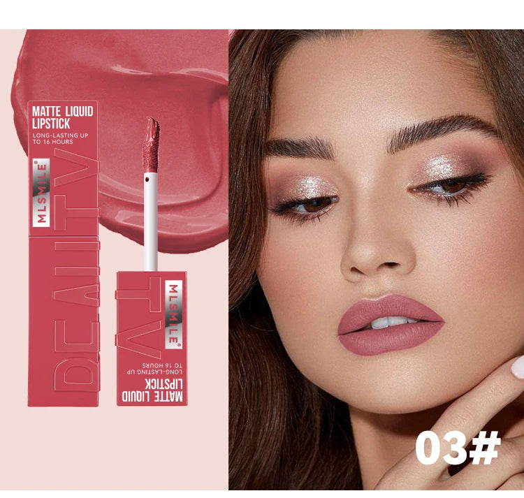 6 Colors of Long-Lasting Velvet Liquid Lipstick with Matte Texture Waterproof Non-Stick Cup Professional Lip Makeup Products
