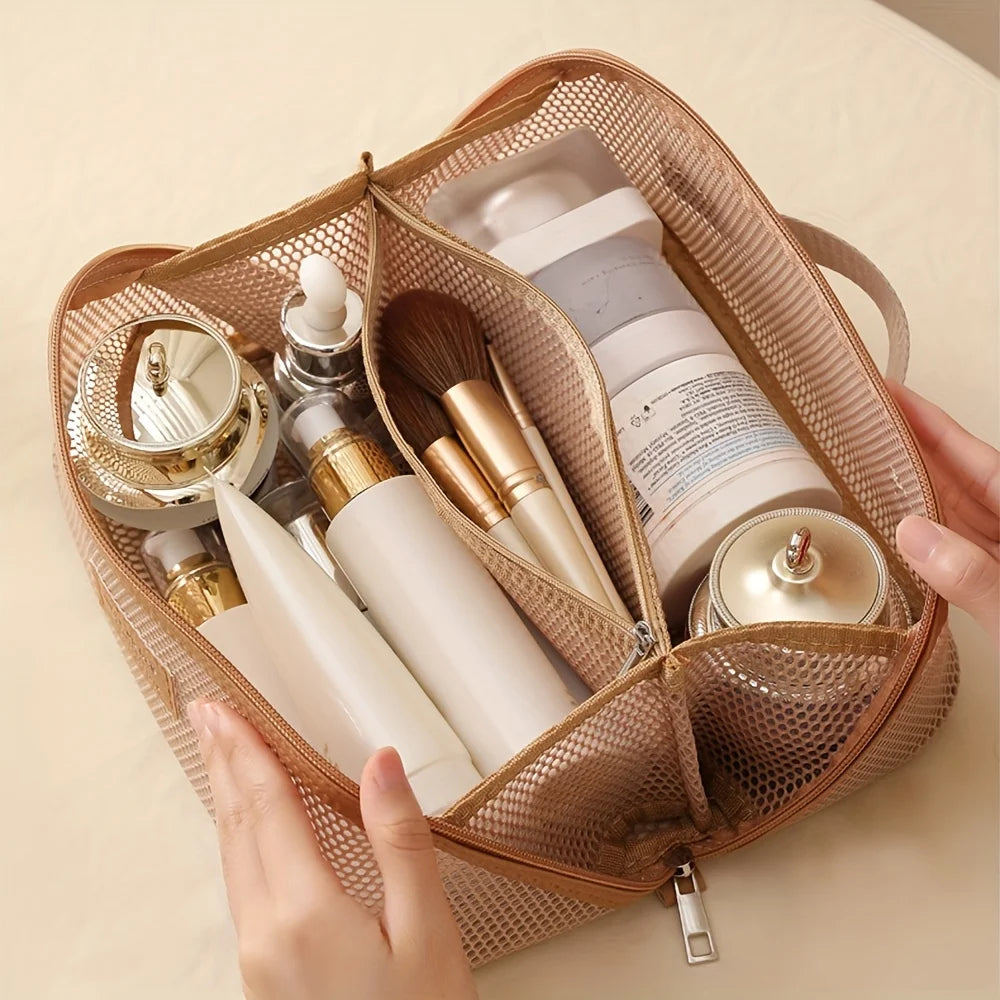Luxury Makeup Organizer Bag, Female Cosmetic Travel Case with Zipper, Large Capacity Toiletry Storage Pouch for Women Makeup Bag
