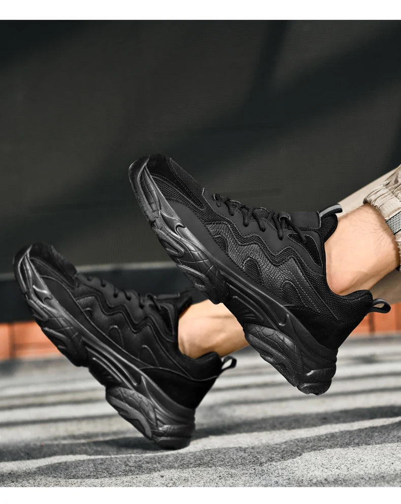 Sports shoes men's four season casual fashion outdoor thick sole breathable comfortable anti slip wear-resistant casual sneakers