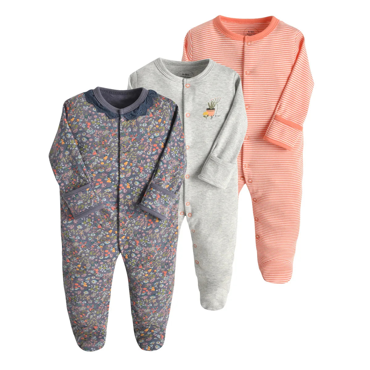 3Pcs Brand Newborn Baby Clothes Set Infant Boys Girls Romper Cotton Long Sleeve Pajamas Jumpsuit Toddler Outfits