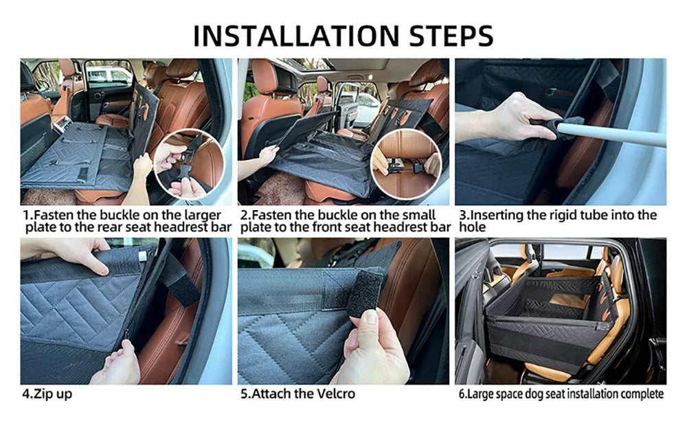 Double Zipper Car Pet Seat Pad Dogs Cats Car Backseat Protector Waterproof Dirt Resistant Solid Color Cars Rear Seats Cushion