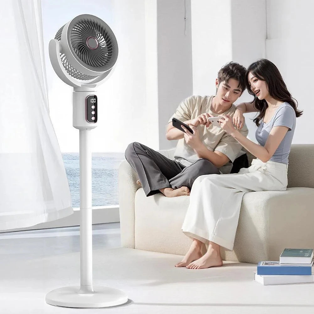 Oscillating Floor Fan,Intelligent Digital Air Circulation Vertical Fan With Remote Control,Adjustable Height And Speed Settings