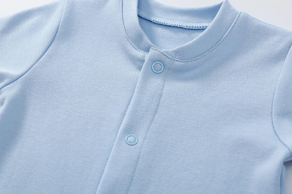 Baby Clothing Boy Girl Jumpsuits Foot Binding Cotton Rompers Solid Color Front Open Button Bodysuits Baby Outfits 0-12 Months