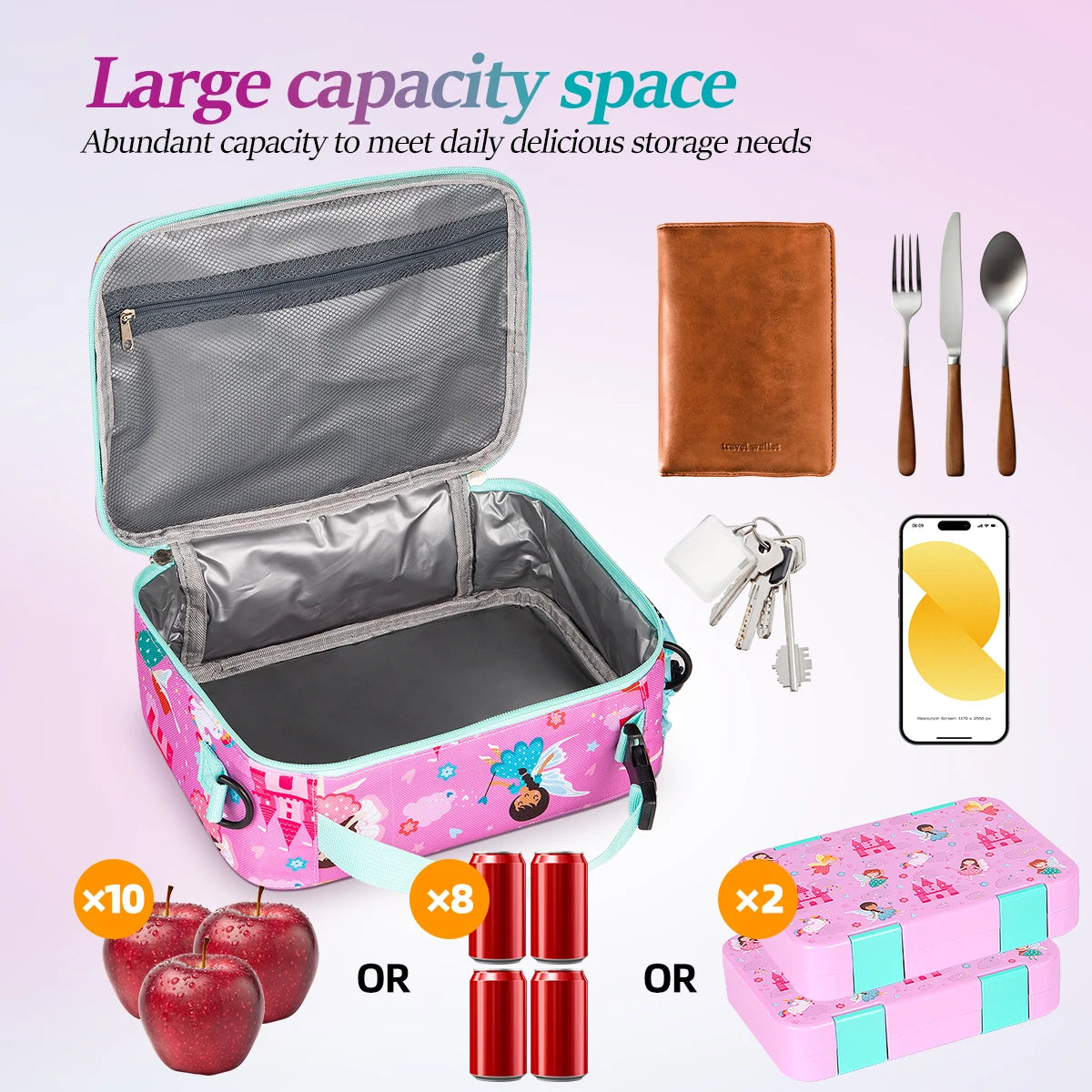 Cartoon Insulated Lunch Bag for Student Portable Food Thermal Box Waterproof Office Lunchbox With Shoulder Strap Insulated Case