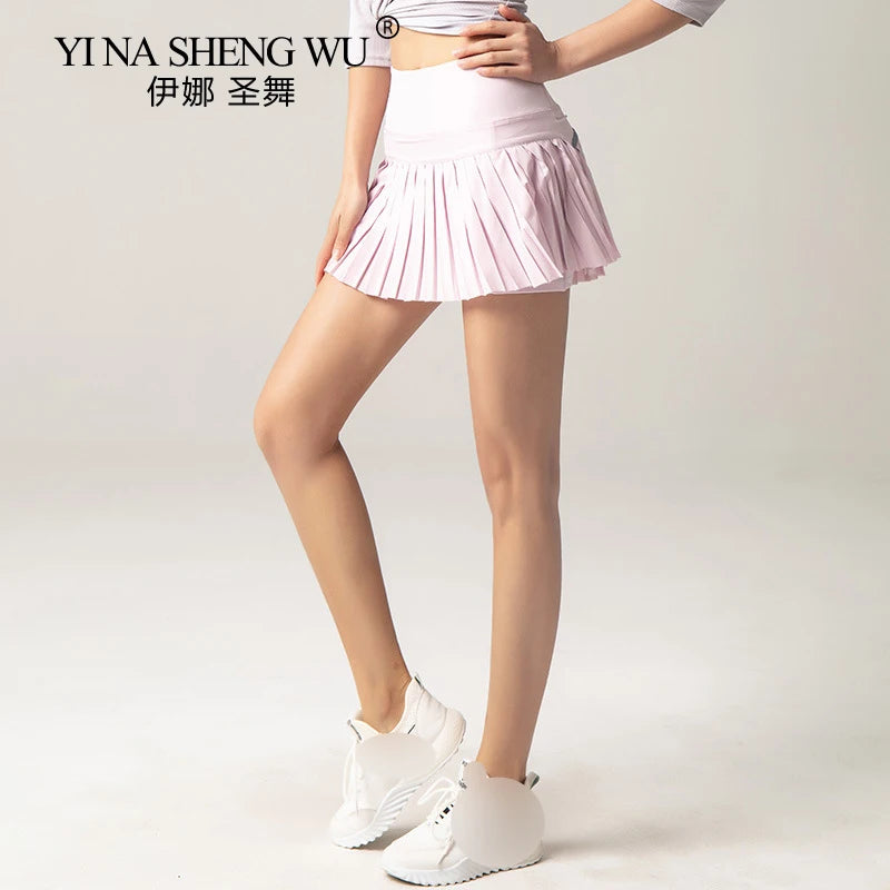 Women Sports Tennis Skirts Skirt Fitness Shorts High Waist Athletic Running Short Quick Dry Sport Skort Pocket Short Skirt New