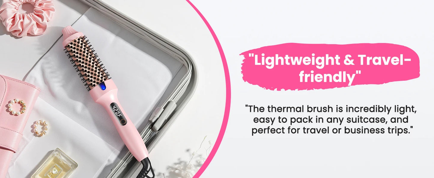 Dual Voltage Ionic Thermal Brush For Curling And Straightening 6 Temperature Settings & LED Digital Display Hot Air Styler