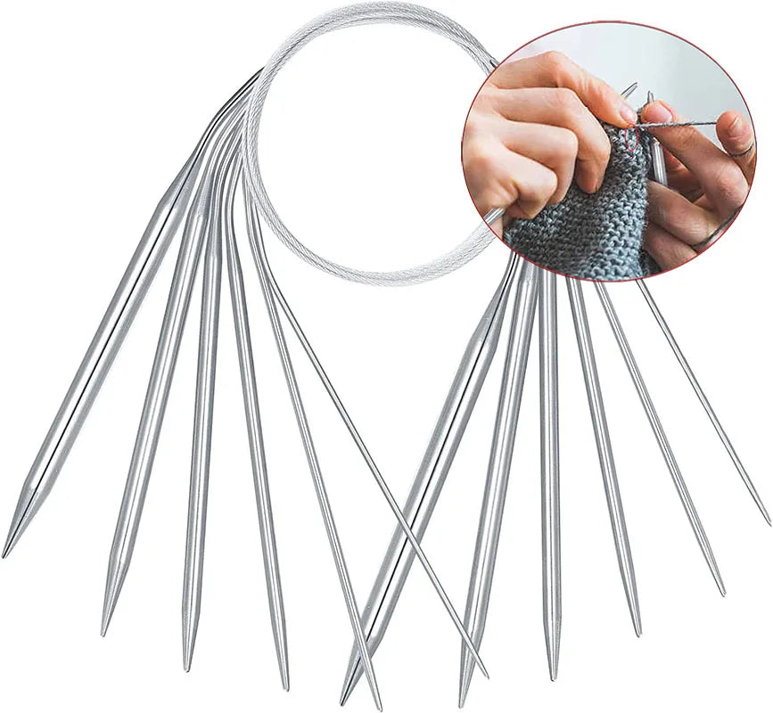43/60/80/100/120cm Stainless Steel Circular Knitting Needles Crochet Needles For Knitting DIY Weaving Pins Needle Craft Tools