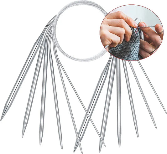 43/60/80/100/120cm Stainless Steel Circular Knitting Needles Crochet Needles For Knitting DIY Weaving Pins Needle Craft Tools