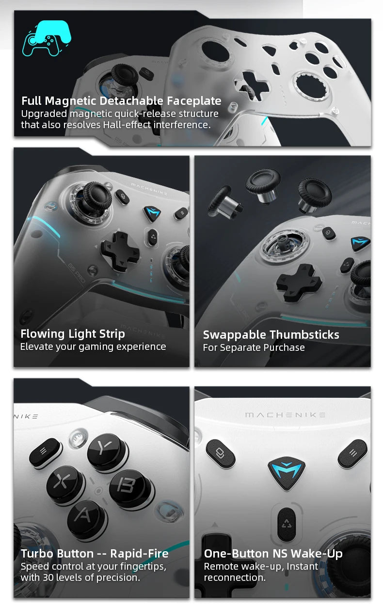 MACHENIKE G5Pro Max SE Gaming Controller Charging Dock Optional Hall Effect Joysticks Triggers RGB Light Wireless Gamepad