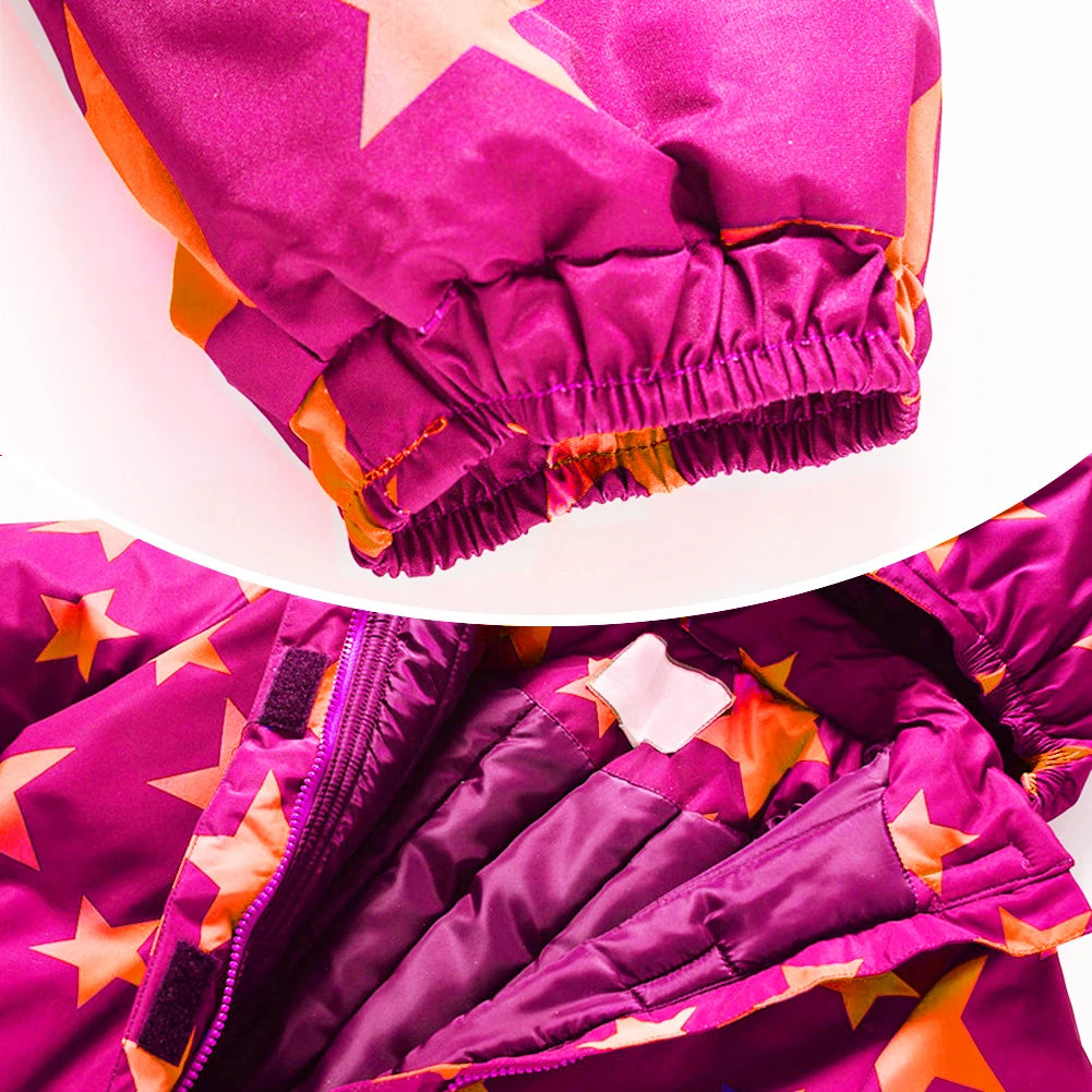 Children's Warm Snowboarding Wear,Winter Boys Girls Jumpsuit,Kids Ski Suits,One-piece Hooded Waterproof Windproof Outdoor -20℃