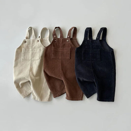2025 Autumn New Baby Corduroy Overalls Girls Solid Vintage Casual pants Infant Boy Strap Trousers Toddler Jumpsuit
