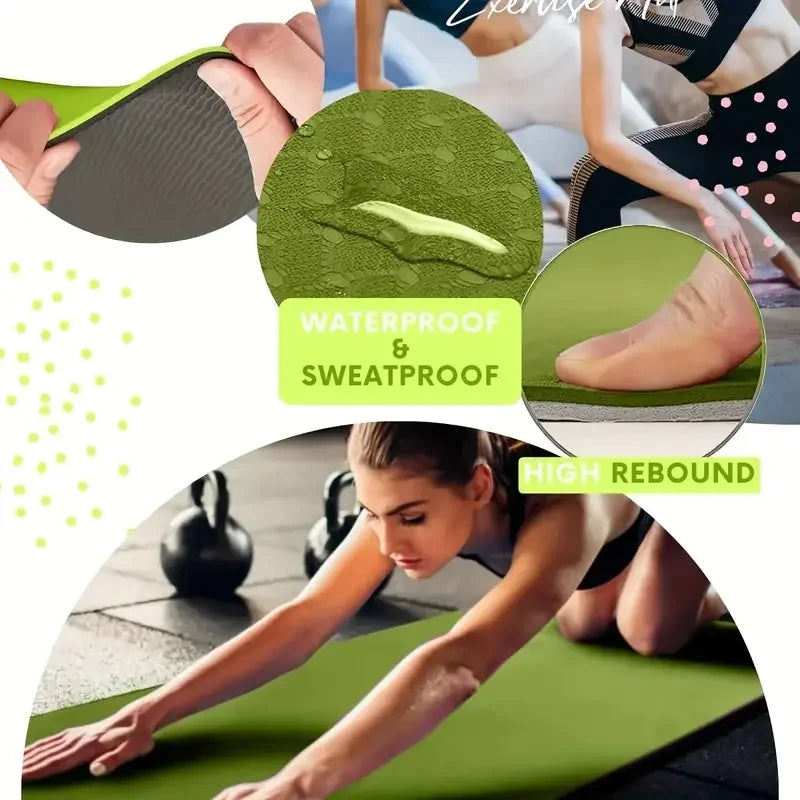 TPE Yoga Mat 173*57cm Eco-friendly Non-Slip Exercise & Fitness Mat for Men&Women with Carrying Strap, Home Workout Mat for Yoga