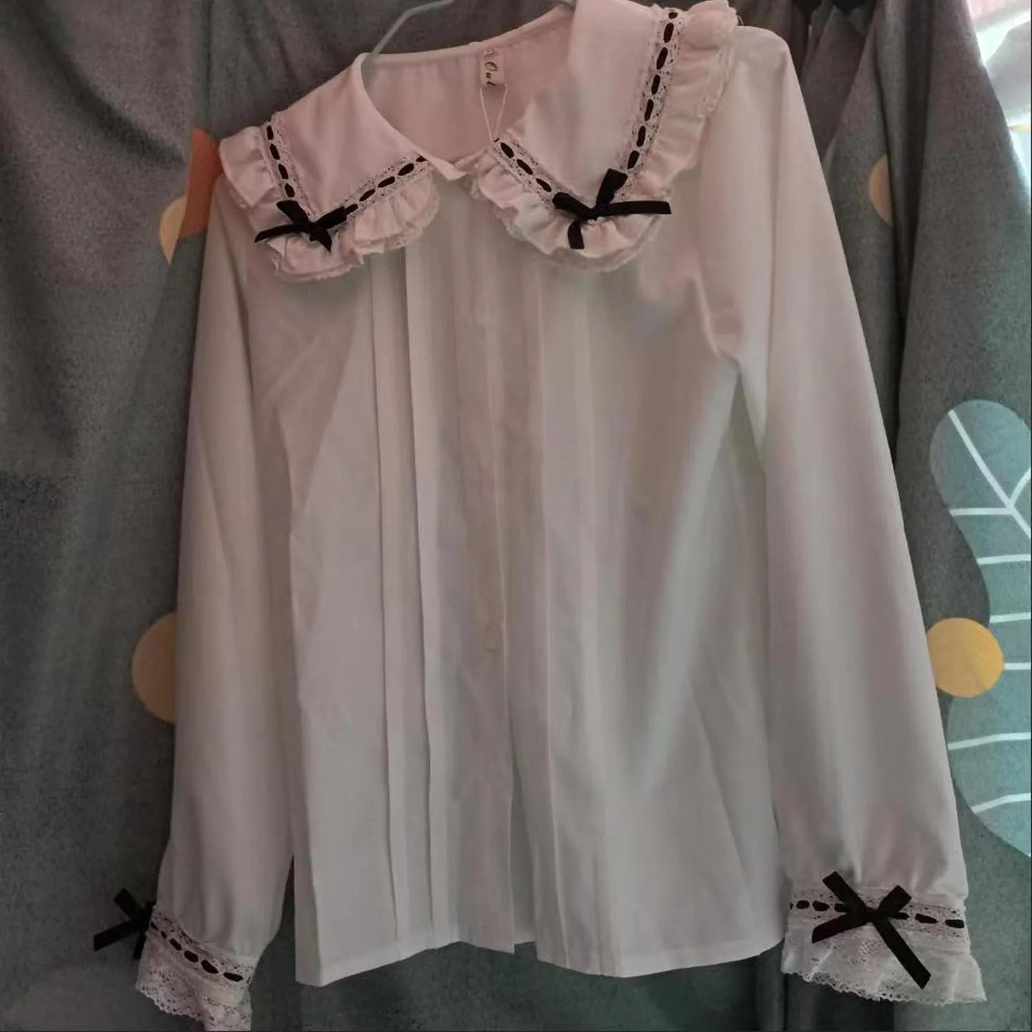 Spring Blouse Women Japanese Kawaii Cute Lace Patchwork Peter Pan Collar Shirt Vintage Sweet Embroidery Top Blusas