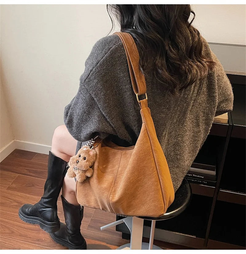 Fashion Soft PU Leather Tote Bags for Women Trend Female Simple Large High Capacity Shoulder Women Handbags Messenger Bags