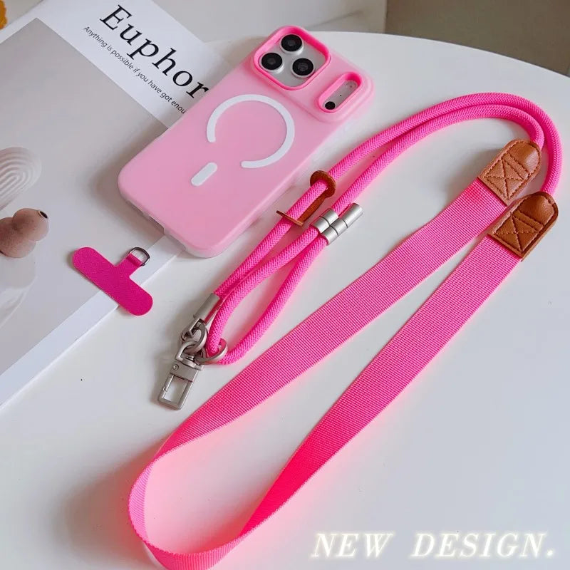 Universal Lanyard Case For iPhone 17 Pro Max 14 12 11 13 15 16 Plus Magnetic Shockproof Candy Crossbody Neck Cord Strap Cover