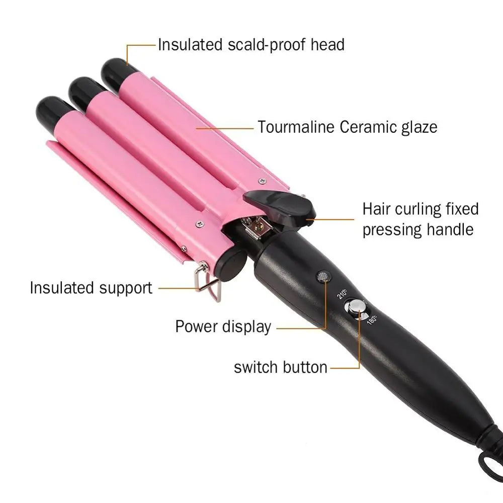 Professional Curling Ceramic Hair Curler Wave Waver Styling Tools Styler Wand Three Barrel Hair Curler Irons Automatic