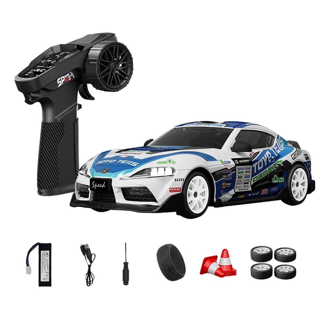 D24 1:24 RC Drift Car 4WD Proportional High Speed Racing Vehicle with ESP Gyro Underglow LED Dual Tires Remote Control Sport Car
