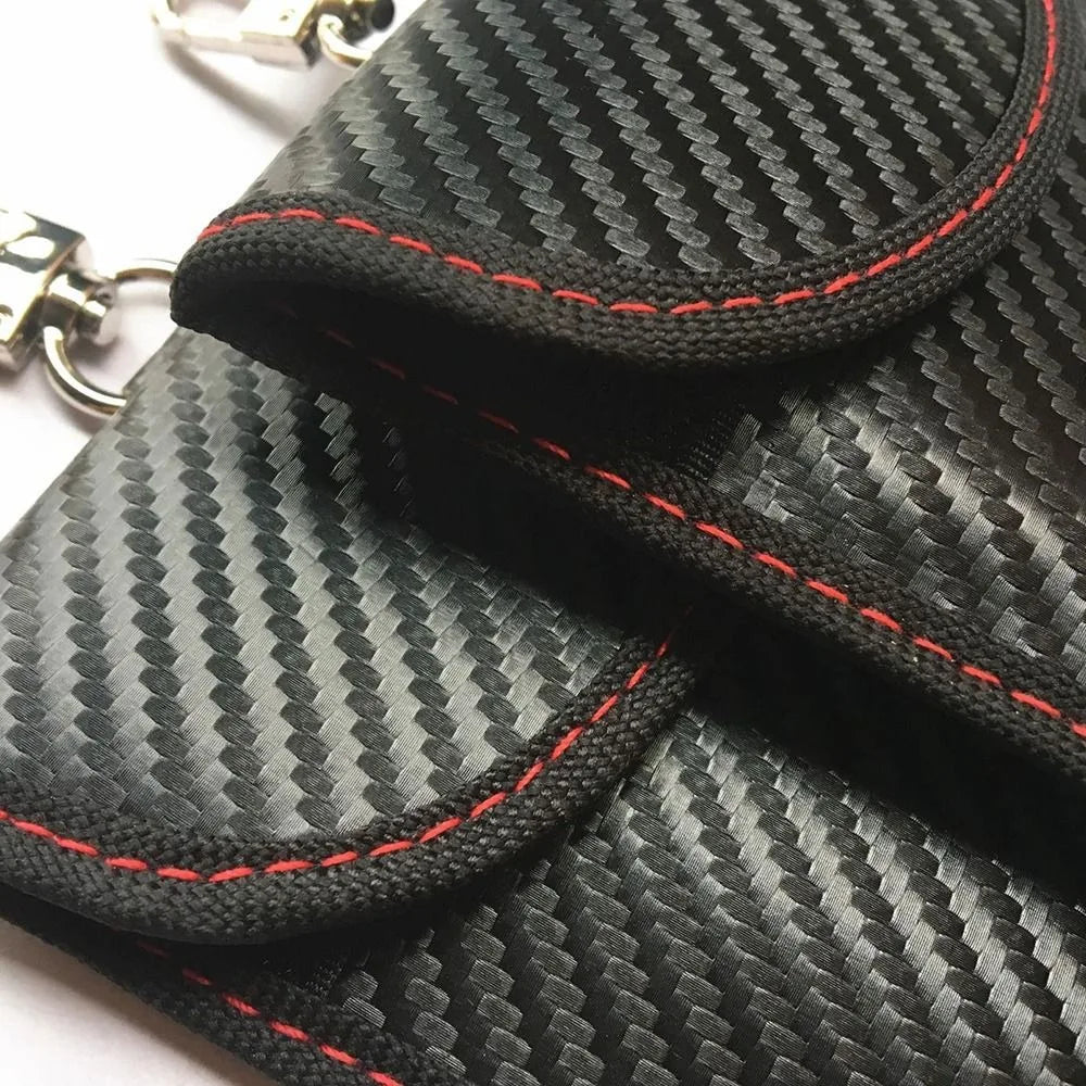 RFID Signal Blocking Holder Black Carbon Fiber Key Fob Cage Anti-Theft Security Protection Key Storage Bag Car Keys Pouch