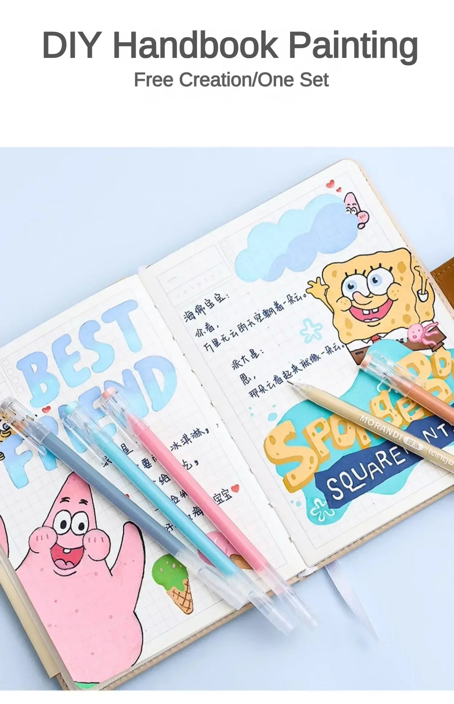 Languo 198/6 PCS Morandi Gel Pen Student Diary Scrapbook Painting DIY Gel Pen Set Coloring Book Drawing Pen School Supplies